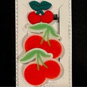 Girls Set of 3 Hair Clips Cherries